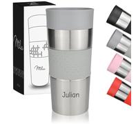 Milu Mug Isotherme Etanche avec gravure - 350ml - idée cadeau cadeau personnalisé cadeau d'anniversaire noël pour hommes femmes maman papa petite amie (350ml, Gris)