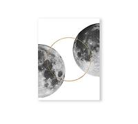 MILUKA Affiche pour encadrer dans des tableaux | Poster de Lune, Espace Blanc et Noir MOON | Full Moon Two | Plusieurs tailles (50 x 70 cm)