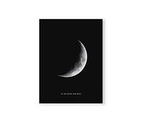 MILUKA Affiche pour encadrer dans des tableaux | Poster de Lune, Espace Blanc et Noir MOON | Waning Moon | Plusieurs tailles (50 x 70 cm)