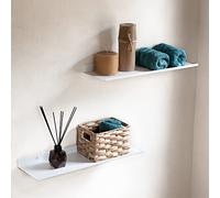 MILUKA Etagere Murale Blanche Flottante - Set 2 Tablette Murale 50 cm | Étagère Métallique Suspendue pour Salon, Chambre, Bureau, Salle de Bain ou Cuisine, Deco Murale | Etagere invisible Blanche 2 ud