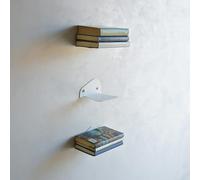 MILUKA Etagere Murale Livre Invisible | Lot 3 Petite Étagère Murale 15 cm | Etagere Rangement Livre Vertical | Mini Bibliotheque Murale Suspendue | Etagere Flottante Métallique Originale (3, Blanche)