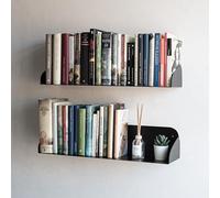 MILUKA Lot de 2 étagères à Livres murales 60 x 16 cm, Noires, modulaires