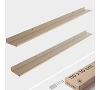 MILUKA Lot de 2 étagères murales 110 cm, en métal Beige Sable, modulaires