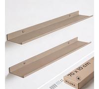 MILUKA Lot de 2 étagères murales 70 cm, en métal Beige Sable, modulaires