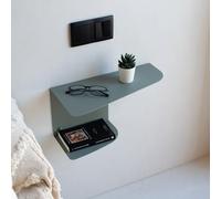 MILUKA Lot de 2 Table de Chevet Murale 40 x 20 cm en Metal Vert | Table de Nuit Suspendue à 2 Niveaux pour Chambre Adulte et Enfant | Étagère Murale d'angle, Meuble de Entree