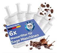MILUX Lot de 6 filtres à eau de rechange pour Sage [certifiés TÜV] - Pour Sage Barista Pro/Touch/Express/Oracle/et bien plus encore - Remplace SES008 / SES810 / SES875 / SES880 / SES920 / SES980 /