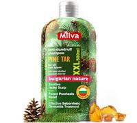 Milva Shampoing Dermatite Séborrhéique Goudron de Pin - 500 ml Shampoing Antipelliculaire, Psoriasis - Apaise Cuir Chevelu Irrité, Squameux, Anti-démangeaisons, Réduit Pellicules et Rougeurs, Hydrate