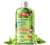 Milva Shampoing Cheveux Gras à l'Extrait d'Ortie - 200 ml Shampooing Naturel - Shampoing Homme et Femme Réducteur d'Huile et Anti-Pellicules - Soin pour Cheveux Gras - Shampooing Volume & Brillance