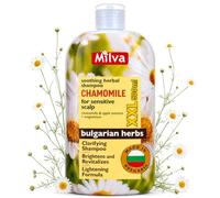 Milva Shampooing à la camomille - 500 ml pour cuir chevelu sensible, sec et démangeaisons - Shampooing doux apaisant avec magnésium et extrait de pomme - Pour cheveux blonds éclatants et lumineux