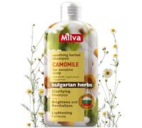 Milva Shampoing Camomille au Magnésium & Extrait de Pomme - Shampooing Éclaircissant Naturel pour Cheveux Blonds - Shampooing Clarifiant pour Cuir chevelu Sec - Traitement Démangeaisons - Shampooing