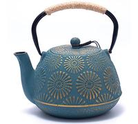 MILVBUSISS Théière en Fonte, Théière Japonaise avec Infuser pour Feuille Libre, Grande Capacité 1200ml Sakura Design Bouilloire à Thé pour Cuisinière Enduite d’Intérieur émaillé, Vert