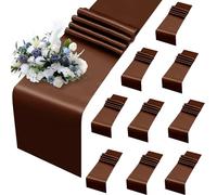 MILVOWOC Lot de 10 chemins de table en satin brillant - 30,5 x 274,3 cm - Décoration de table pour mariage, banquet, fête, anniversaire, remise de diplôme - Marron chocolat