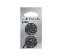 Milward 27,5 mm Lot de 2 Boutons en Polyester Plat Effet Paillettes Noir