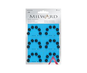 Milward 9 mm-Lot de 36 Boutons à Pression en Laiton Noir