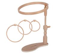 Milward Cadre de siège réglable mains libres, support pour genoux, support rotatif pour point de croix, bois de hêtre, avec 3 cerceaux de 6", 8", 10"