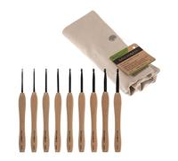 Milward Ensemble de crochets – Poignées en hêtre lisse, crochets alu, 2–6 mm, étui rigide zippé gris