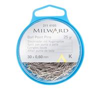 MILWARD Épingles à coudre droites à pointe sphérique Argenté 30 mm 25 g