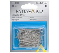MILWARD Épingles à coudre droites, acier doux, métal, 34 mm, 25 g
