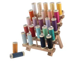 Milward Support de fil à coudre - Support de bobine de fil en bois, autoportant ou mural, 25 bobines 14,5 x 15,5 x 18 cm, Hêtre