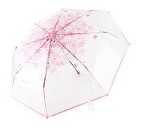 Milya Parapluie de poche transparent, ultra léger, manuel, transparent, motif fleur de cerisier, pliable, portable, rose
