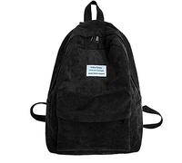 MilyaDE Cord Sac à dos Sac de voyage Sac à main décontracté Sac à dos quotidien Sac d’école Sac à dos pour ordinateur portable pour femmes, filles, adolescentes, a-noir, 28x13x39 cm