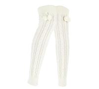 MilyaDE Jambières longues en tricot pour femme avec pompon, chauffe-jambe, bas Legwarmers, A-blanc., taille unique