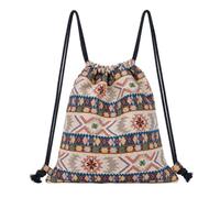 MilyaDE Sac à dos en paille - Sac de plage fait à la main - Sac à dos avec cordon de serrage - Sac à bandoulière pour femme -, E-marron style Asie centrale, Mittelgroße, Décontracté