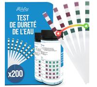 MILYTEC 200 Bandelettes Tests TH Eau Potable - Kit Analyse Dureté de l’Eau Calcaire - Testeur TH Adoucisseur, Aquarium, Piscine - Mesure Facile avec Languettes Précises - °f (FR), °dH (DE), ppm