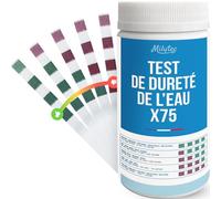 MILYTEC 75 Bandelettes Tests TH Eau Potable - Kit Analyse Dureté de l’Eau Calcaire - Testeur TH Adoucisseur, Aquarium, Piscine - Mesure Facile avec Languettes Précises - °f (FR), °dH (DE), ppm