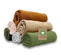 mimaDu debarbouillette Bebe Lavable lingette Lavable Bebe lingette Bebe Lavable lingettes lavables Bebe Papier Toilette Lavable | Lot de 6 débarbouillettes bébé | (GOTS) 25x25cm (Earth)