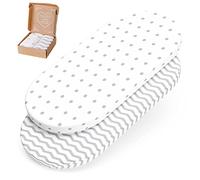 mimaDu Drap Housse couffin 32x72 Drap Housse Berceau Lot de 2 Convient á Drap Housse nacelle 70x32 70x37 75x35cm | 100% Jersey de Coton certifié Öko-Tex (Chevron Points Gris)