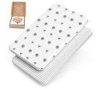 mimaDu - Lot de 2 Drap Drap-Housse en Coton pour bébés 90 x 40 cm / 80 x 50 cm - pour Lits d'appoint et Lits bébé, également adapté pour 40 x 90 cm, 90 x 45 cm, 83 x 50 cm (100% Oeko-Tex)