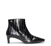 miMaO Bottines à talon fin en cuir effet croco NOIR, EU 37