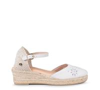 miMaO. Espadrilles à petit talon en cuir brodé. Fabrication artisanale