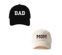 MIMAYIN Dad&Mom Lot de 2 casquettes de baseball brodées en coton - Couleur pure - Pour homme et femme, Dad&Mom, Taille unique