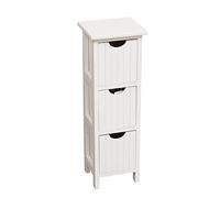 Mimbre Natural Commode Verticale Blanche - 3 tiroirs en Bois Blanc avec 3 tiroirs aux Lignes Verticales. Idéal pour décorer Les Chambres ou salles de Bains de la Maison (21 x 19 x 62)