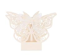 Mimdixy 100pcs Boîtes de faveur de mariage, boîtes de papillons avec ruban pour la fête de mariage Favors Party Birthday Favors Decoration Supplies (White Baolan)