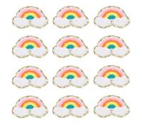 Mimdixy 12PCS Rainbow Iron on Patches, Embroidered Patches Bright Color Rainbow Cloud Pattern Cotton DIY Embroidery Iron on Clothing Patche for Jeans Clothes Hat