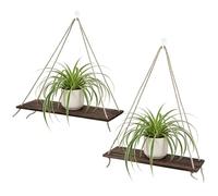 Mimdixy 2 pièces étagères suspendues en Bois pour Mur Boho décor balançoire Corde étagère Flottante Rustique, étagèrede Rangement Flottante en Bois pour Chambre à Coucher (Couleur Vintage)