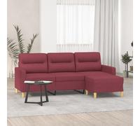 Mimdixy Big Sofa Canapé-lit pliable 3 places avec tabouret Bordeaux 180 cm Tissu pour salon, appartement, chambre à coucher, bureau