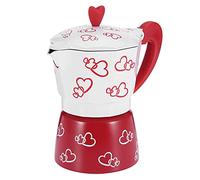 Mimdixy Cafetière italienne à piston, bouilloire électrique, cafetière classique en aluminium pour la maison et le camping (Cœurs, soyez prudents !)