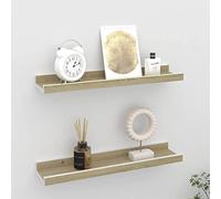 Mimdixy étagère Douche, Étagères murales 2 pcs Blanc et chêne 40x9x3 cm Meuble Salon pour Salon, Chambre, Cuisine