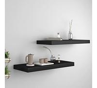 Mimdixy Etagere Murale, Étagères murales flottantes 2 pcs Noir 60x23,5x3,8 cm MDF Etagere Douche pour Salon, Cuisine, Bureau, Salle de Bain