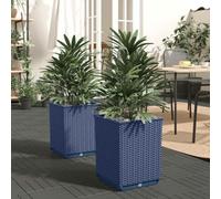 Mimdixy Jardinière Rectangulaire, Jardinières 2 pcs Bleu Gris 30x30x37 cm polypropylène Pot De Jardin pour Jardin, Plante, Cour Arrière, Balcon