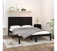 Mimdixy Lit futon en bois massif - Noir - 150 x 200 cm - Cadre de lit en bois massif - Pour meubles pratiques
