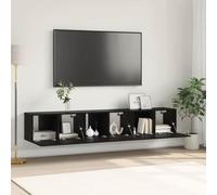 Mimdixy Lot de 3 armoires TV - Noir - 60 x 30 x 30 cm - En bois - Table moderne pour salon, bureau, chambre à coucher