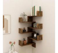 Mimdixy Meuble Salle De Bain Rangement, Étagères d'angle murales 2 pcs Chêne fumé 40x40x50 cm Bois Rangement Douche pour Salon, Chambre, Cuisine