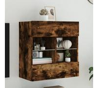 Mimdixy Meuble TV bas pour téléviseur - Armoire murale avec lampes LED - Chêne fumé - 58,5 x 30 x 60,5 cm - Pour salon, salle de divertissement - Montage facile