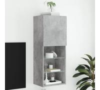 Mimdixy Meuble TV de salon avec lumières LED - Gris béton - 40,5 x 30 x 102 cm