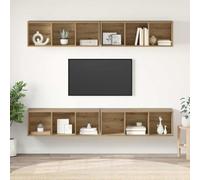 Mimdixy Meuble TV, meuble bas, meuble TV, buffet TV, meuble TV mural, 4 pièces, chêne artisanal, 37 x 37 x 107,5 cm, pour la maison, le bureau, le couloir, montage facile